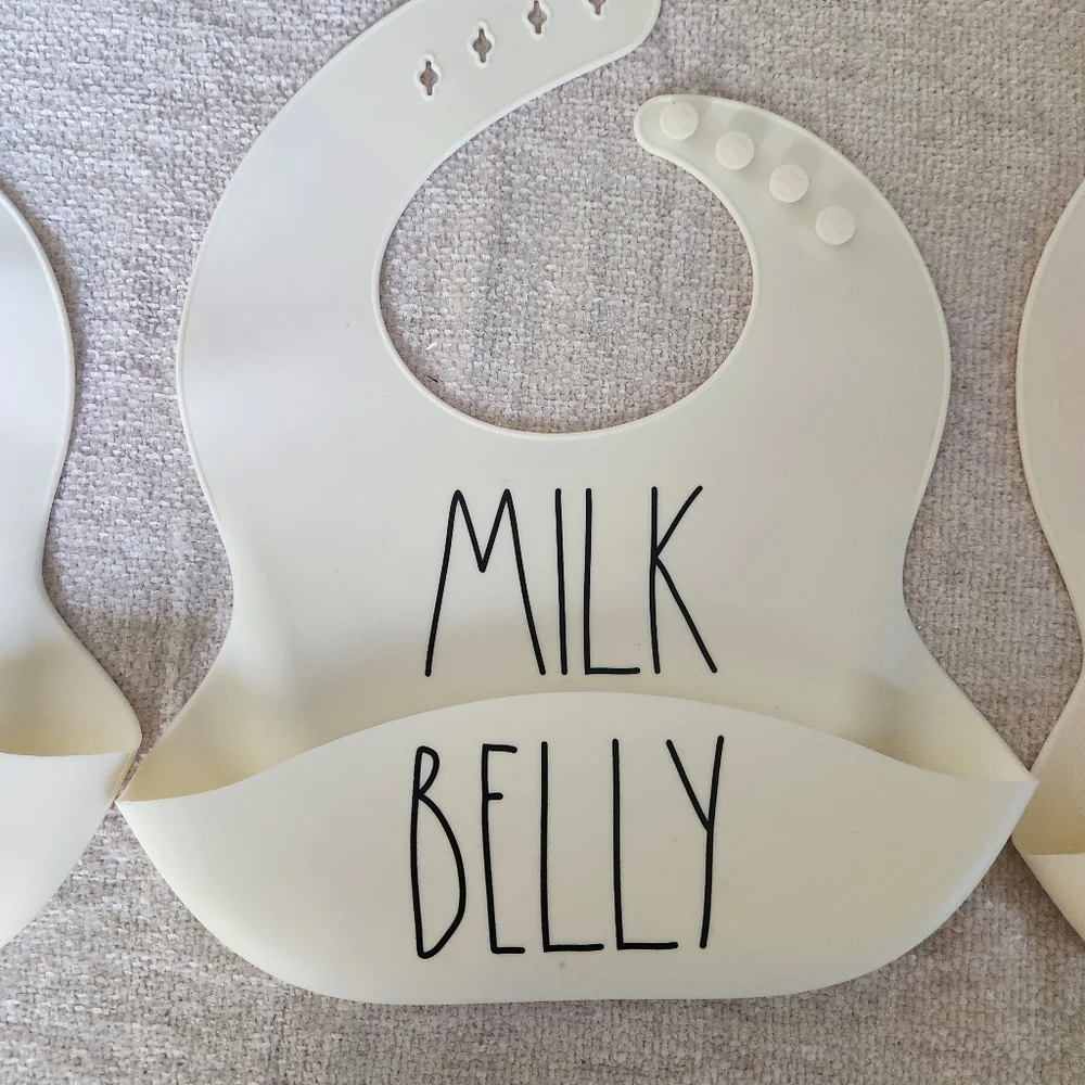 Rae Dunn Baby By Magenta Silicone Bib Set -  Cream-washable
